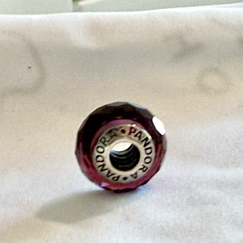 Pandora Purple Fascinating Faceted Murano Glass sterling silver Charm 🔮💍 - Picture 6 of 8